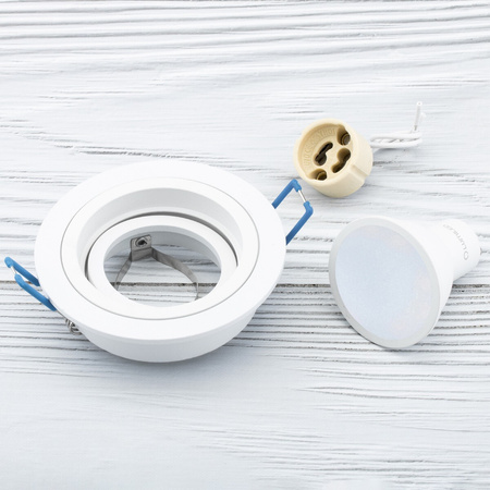 Einbaustrahler GU10, MR16 HALOGEN Runde beweglich Weiß CASSIO+LED Lampen GU10, 6W=60W 580lm neutral LUMILED