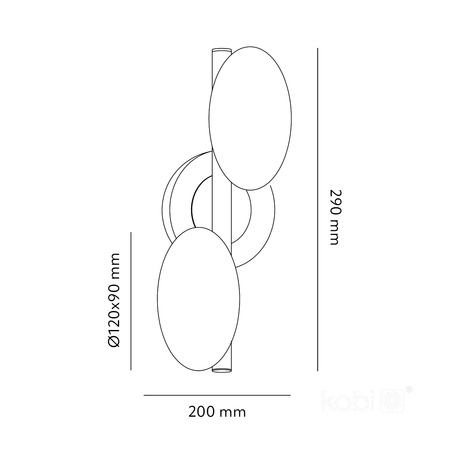 Wandleuchte Aufbauleuchte 2x G9 Schwarz Gold Elipse Elegance Kobi