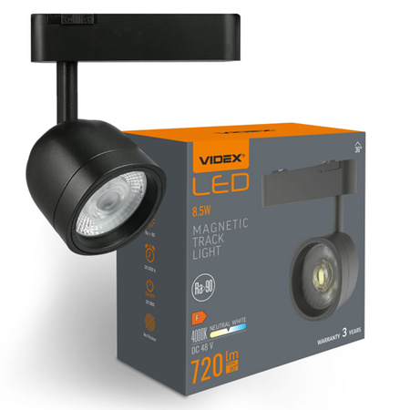 LED-Magnetschienenleuchte 8.5W 720lm 4000K Neutral CRI90 36° Schwarz VIDEX