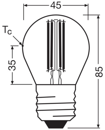 LED-Lampe P45 Ball E27 2.2W = 40W 470lm 2700K Warm 320° 214lm/W CLASSIC ENERGY EFFICIENCY Osram