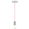 Pendelleuchte Leuchte E27 Chrom Schirm mit rosa Kabel Hängend VT-7338 V-TAC