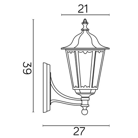 Außengarten-Fassadenlampe LED Retro Midi K 3012/1/M g E27 Su-Ma