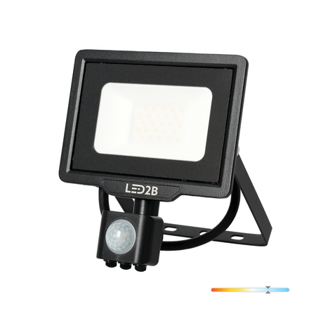 LED-Flutlicht 20W 1600lm 6000K IP44 Schwarz mit Bewegungssensor LED2B KOBI MHC