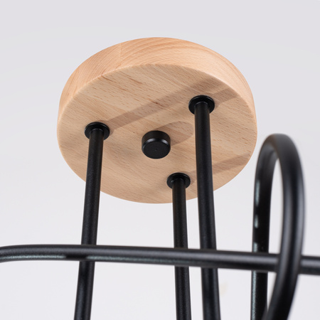 Deckenleuchte Kronleuchter Spider Pendelleuchte 3x E27 Naturholz Schwarz Glut Pfirsich Puff SL.1477 Sollux