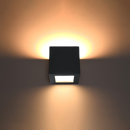 LED LEO E27 Wandleuchte Keramikwürfel Schwarz SOLLUX