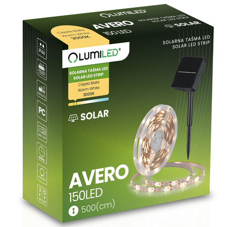 LED-Solarbänder 150x LED AVERO 3000K Warm IP44 5m LUMILED
