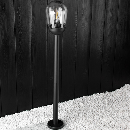 Gartenleuchte E27, Außenstehleuchte Pollerleuchte 100cm Schwarz OVALIS LUMILED