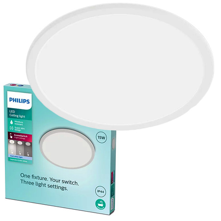 LED-Deckenleuchte SUPERSLIM 15W 4000K 25cm IP44 Dimmbar Weiß PHILIPS