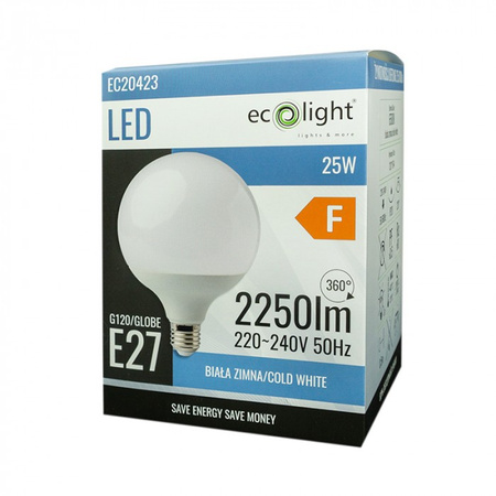 LED-Lampe Sphere G120 E27 25W 2250lm 6500K Cold Ecolight