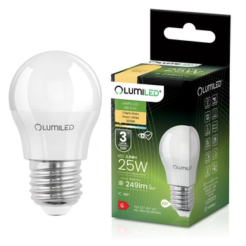 LED Lampen E27, Glühbirne P40 2.5W = 25W 249lm 180° 3000K warm LUMILED