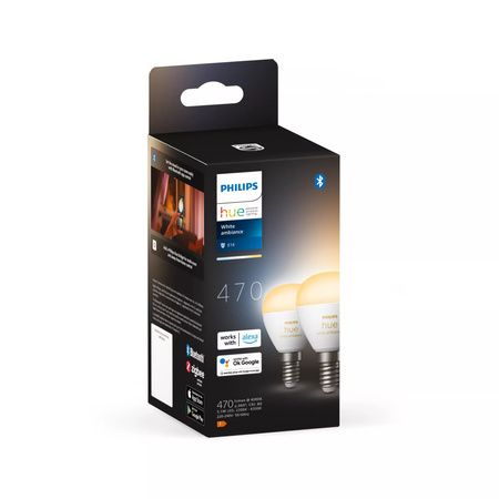 2PAK LED-Glühbirne E14 P45 5.1W CCT PHILIPS HUE Weißes Ambiente Bluetooth Zigbee