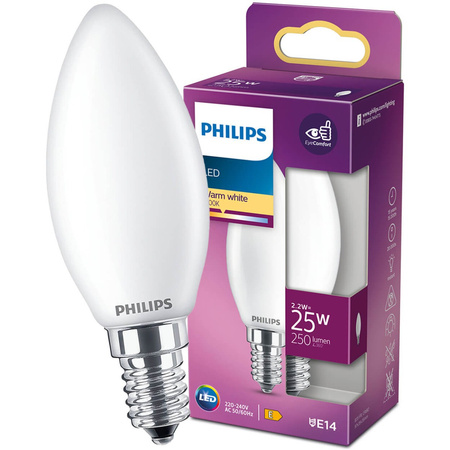 LED Lampen E14 B35 2,2W = 25W 250lm 2700K Warm Filament PHILIPS