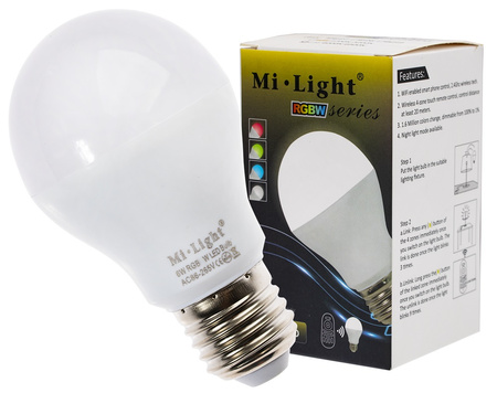 E27 LED Lampen 6W 450lm RGB+W Warm Wi-Fi Mi-Light - FUT014WW