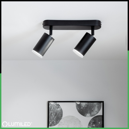 LED-Spot-Reflektor-Deckenleuchte 2x GU10 IP44 ADERO Schwarz Lumiled