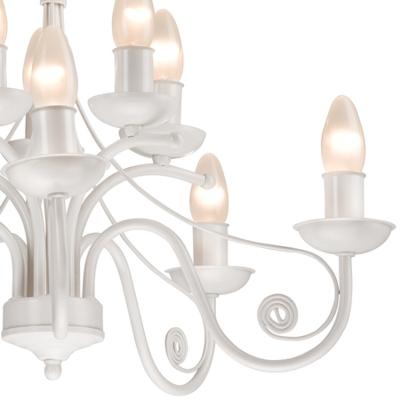 DONATO 10xE14 Kronleuchter Decke Pendelleuchte Weiß Klassisch LM-10.29 Lamkur