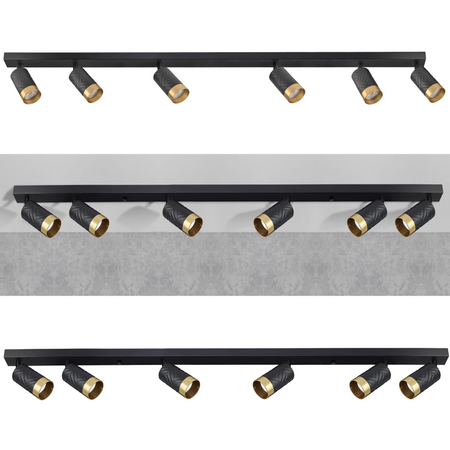 Wand- und Deckenstrahlerleuchte 6x GU10 Schwarz Gold ARRAS Sanico Goldlux