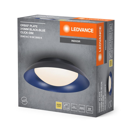 Plafond Badezimmer Deckenleuchte Anbau 19W 1000lm 3000K Warm Schwarz Blau IP20 Dimmbar Obris Ledvance