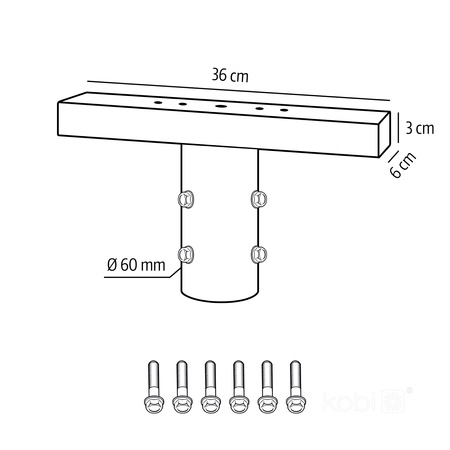 Halterung für Scheinwerferhalter BASE TP Fi 6cm Schwarz Kobi