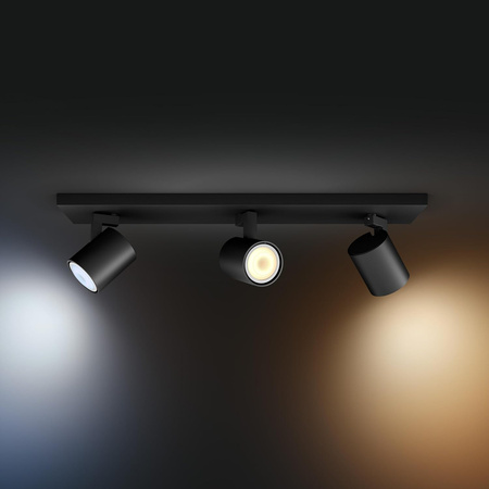 LED Spot Runner Deckenleuchte Schwarz 3x 4.2W CCT PHILIPS HUE Bluetooth Zigbee + Dimmschalter
