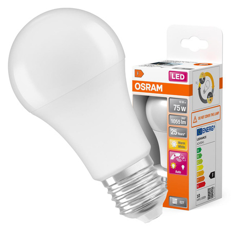 E27 A60 LED Leuchtmittel 10W = 75W 1055lm 2700K Wärme 240° OSRAM Star Dämmerungssensor