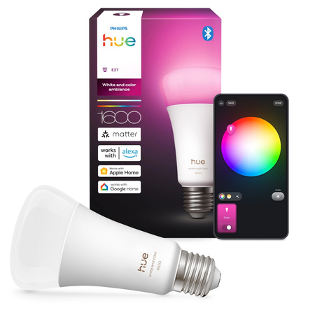 LED-Glühbirne E27 A60 11.8W = 100W 1600lm 1800-20000K CCT + RGB SMART Smart Bluetooth ZigBee Weiß und Farbe Ambiance Philips HUE