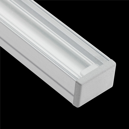 Anodisiertes Aluminium LED-Profil KM33 mit Klarglasabdeckung und Endkappen, 1m Silber LUMILED