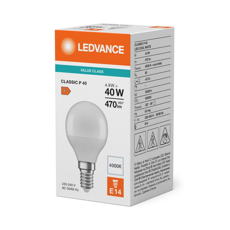 LED Lampen P45 E14 4.9W = 40W 470lm 4000K Neutralweiß LEDVANCE