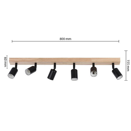 Spot Tuba Deckenleuchte Reflektor Halogen Leuchte 6x GU10 Moving Schwarz Braun Dabi Masterled