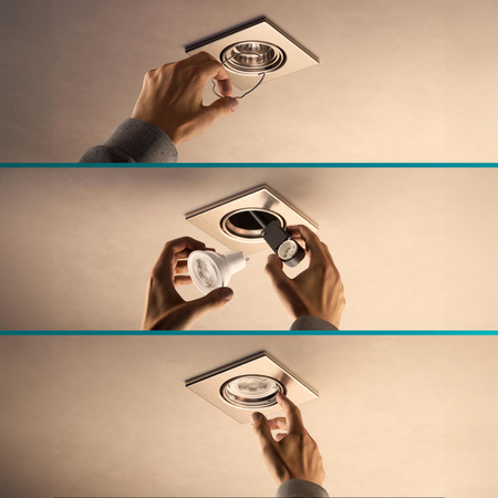 LED GU10 Unterputzdose Aluminium Quadratisch Nickel Peridot Philips