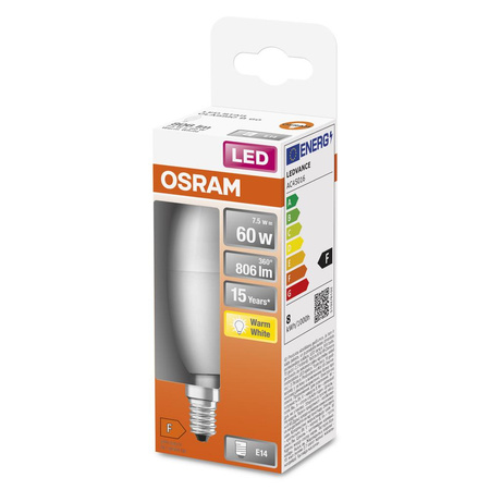 LED Leuchtmittel E14 B35 7,5W = 60W 806lm 2700K Warm 220° OSRAM STAR