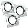 Set aus 3x beweglichen Halogenlampen GOLDLUX (Polux), quadratisch, Nickel + GU10 3,5W LED Lampen