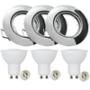 Set aus 3x beweglicher Halogenlampe GOLDLUX (Polux), rund, Chrom + GU10 3,5W LED Lampen