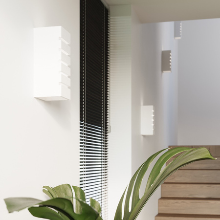 LED-Wandleuchte SAMIR E27 Wandleuchte Rechteckig Keramik weiß SOLLUX