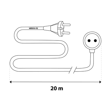 Garten Verlängerungskabel Konstruktion Single 1 Sockel 20m Orange Cord GRIDEN Lumiled
