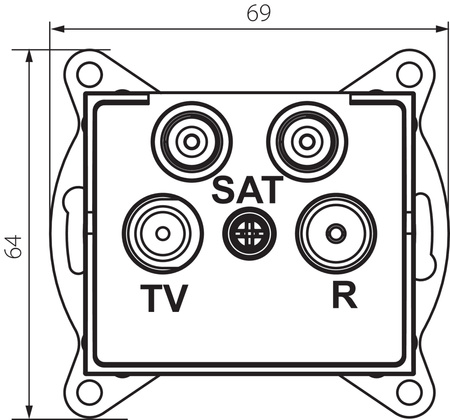 TV-2xSAT Anschlussbuchse quadratisch weiß LOGI Kanlux