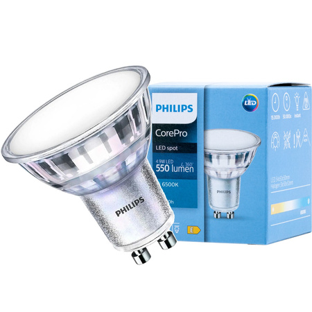 GU10 LED Leuchtmittel 5W = 50W 550lm 6500K Kalt 120° PHILIPS