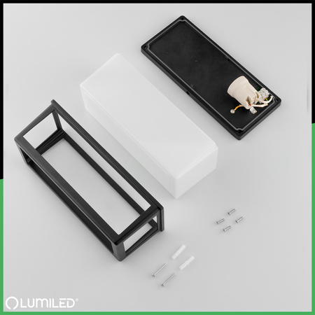 Wandleuchte Außen E27, Garten-Wandleuchte rechteckig DOMLO LUMILED