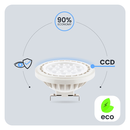 10x LED Lampen G53, Glühbirne AR111 12V 15W = 100W 1521lm 38° 4000K neutral LUMILED