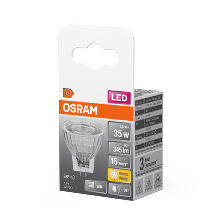 LED Leuchtmittel GU4 MR11 4,2W = 35W 345lm 2700K Warm 36° 12V OSRAM STAR