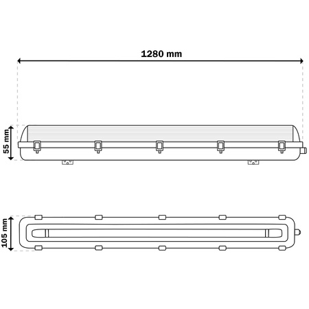 Hermetische Leuchte mit Reflektor IP65 T8 Lampe 2x 120cm Leuchtstofflampe 18W 6500K