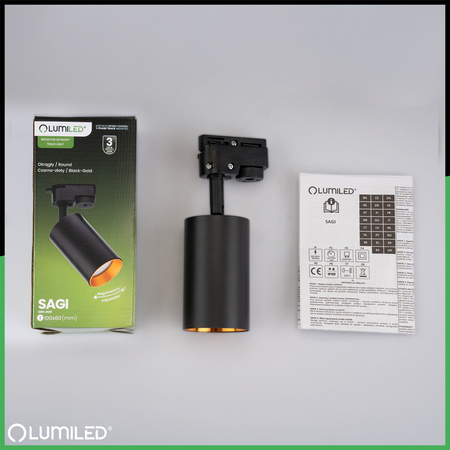 1-Phasen Strahler GU10, Schieneinstrahler Schwarz und Gold SAGI LUMILED