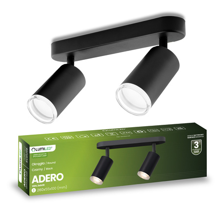 LED-Spot-Reflektor-Deckenleuchte 2x GU10 IP44 ADERO Schwarz Lumiled