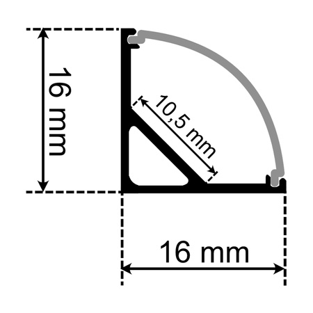 Aluminium LED-Profil KM55 Eckmontage, 1m Silber LUMILED