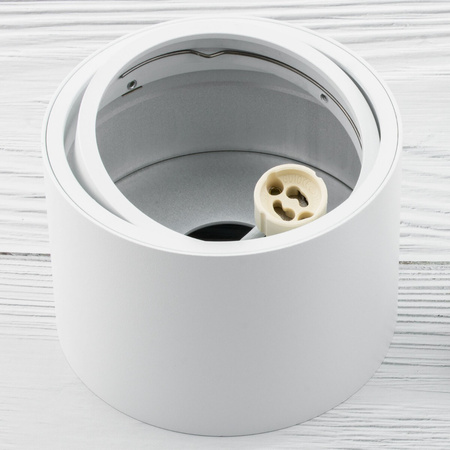 Set Halogen-Anbauleuchte Metallweiß SPOT TUBA 10cm + LED-Lampe GU10 ES111 15W COB 4000K