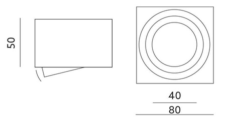 Halogen-Aufbauleuchte GU10, Aufbauspot 50mm beweglich Quadrat Weiß+LED-Einsatz 7W 6500K AMAT-S LUMILED