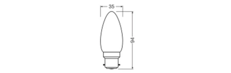 LED-Lampe B35 B22d 3.4W = 40W 470lm 2700K Warm Dimmbar 320° Leistungsklasse Ledvance
