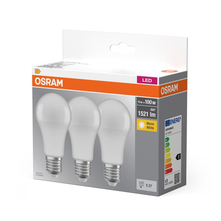 3x LED Lampen E27 A60 14W = 100W 1521lm 2700K Wärme 360° OSRAM
