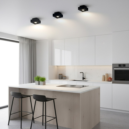 Halogen-Aufbauleuchte GU10, Aufbauspot beweglich Quadrat Schwarz AURI LUMILED