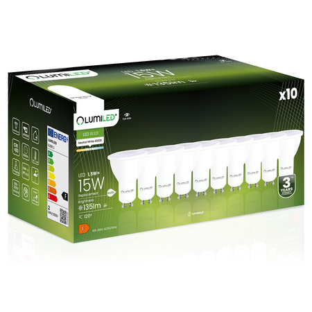 10x LED Lampen GU10, Glühbirne 1.5W = 15W 135lm 120° 4000K neutral LUMILED