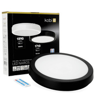 LED Badezimmer Deckenleuchte Aufputz 18W 1710lm 4000K 120° mit Bewegungs- und Dämmerungssensor Schwarz IP65 Nairos Kobi